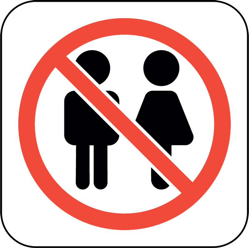 Enlarged view of the symbol for No Kids allowed. 