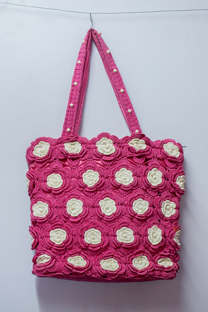 Buy Crochet Violet Flower Bag Online | Blingcute
