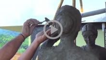 Women Grinding Rice - Sculpture